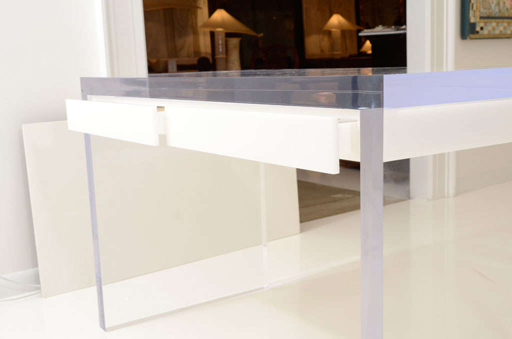 glass desk with drawer