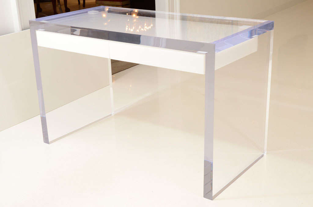 Large Lucite Writing Desk with Drawers at 1stDibs lucite desks, glass