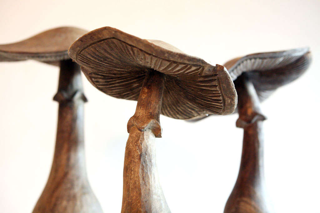 wood carved mushrooms