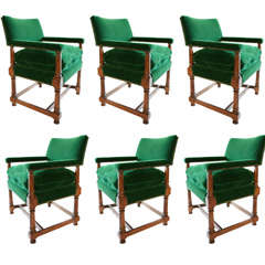 Set of Six English Style Mohair Chairs