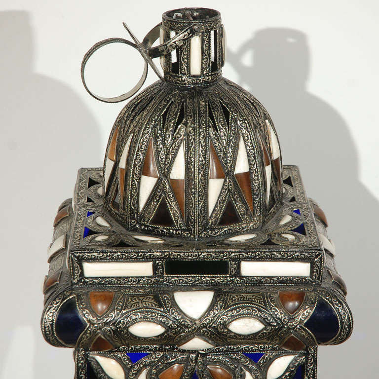 Moroccan Jeweled Blue Lantern 3