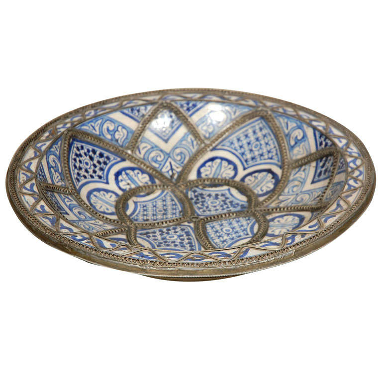 Antique Moroccan Ceramic Plate from Fez.