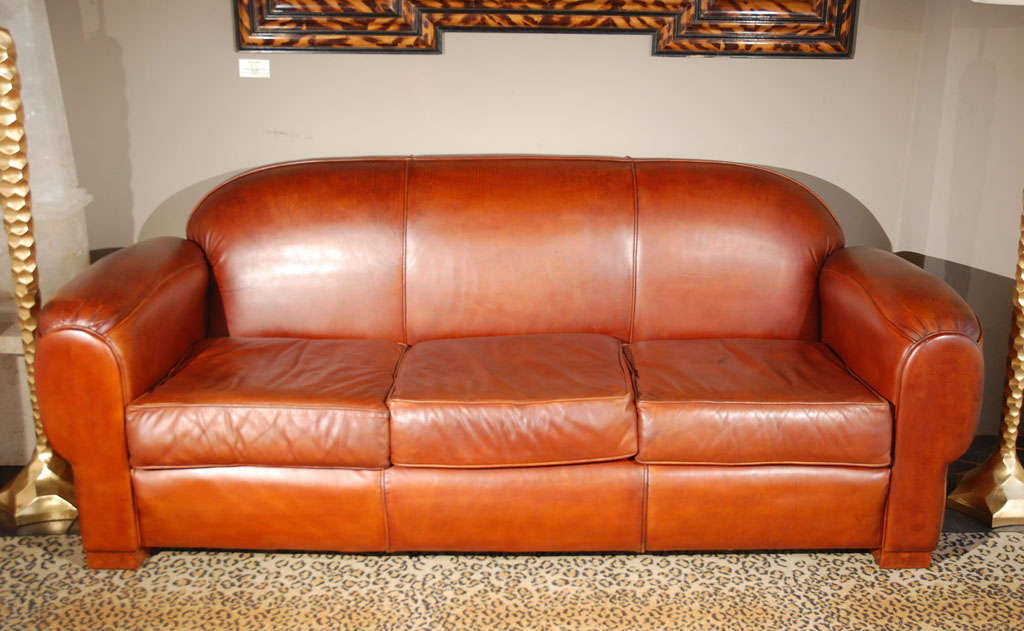 Comfortable Leather Sofa, Overstuffed Leather Furniture