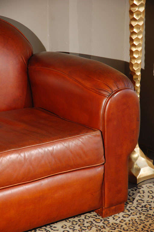 American Overstuffed and Comfortable Leather Sofa