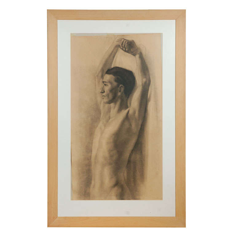 Charcoal Drawing Of Male Nude For Sale