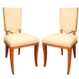 Set of 8 Dining Sycamore Chairs by Andre Arbus