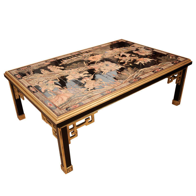 A Coromandel Panel Mounted as a Low Table For Sale