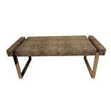 Chrome bench with three part upholstered seat