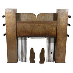 Antique Fireplace Mantel with Matching Andirons by Jules Bouy