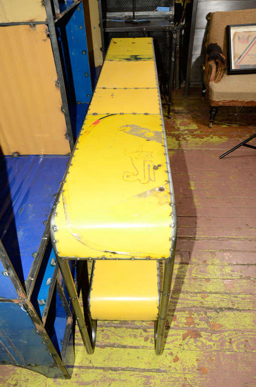 20th Century Yellow Steel Console, 2 tiers