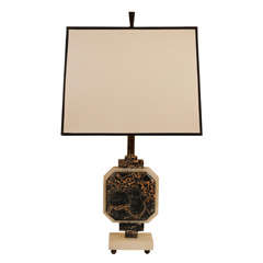 Onyx and black marble Art Deco table lamp