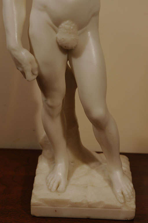 Italian Carrara marble statue of David For Sale