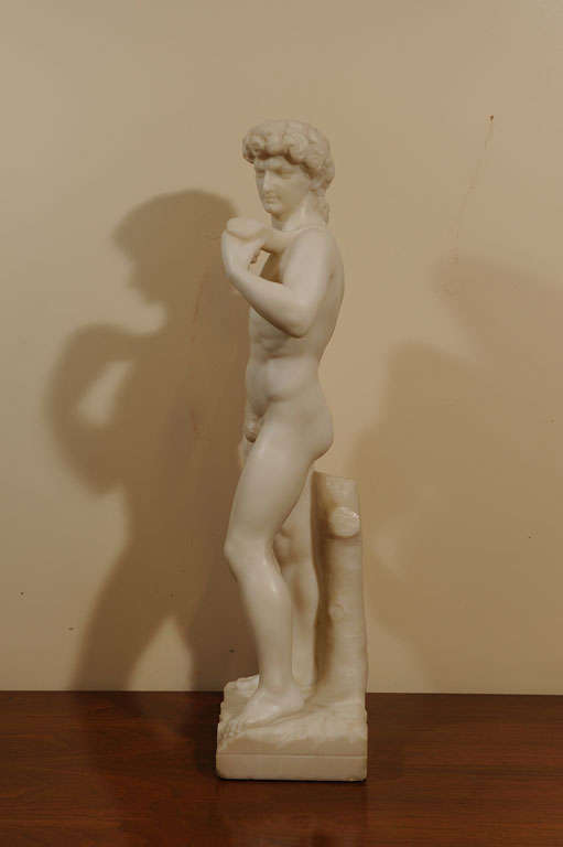 20th Century Carrara marble statue of David For Sale