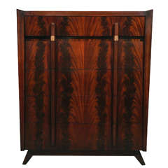 Moderne flame mahogany tall chest of drawers