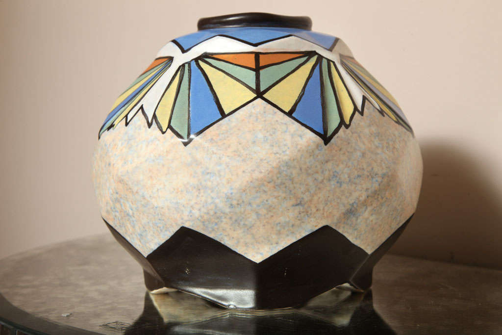 Belgian Art Deco Ceramic Vase by A. Dubois In Good Condition In Bridgewater, CT