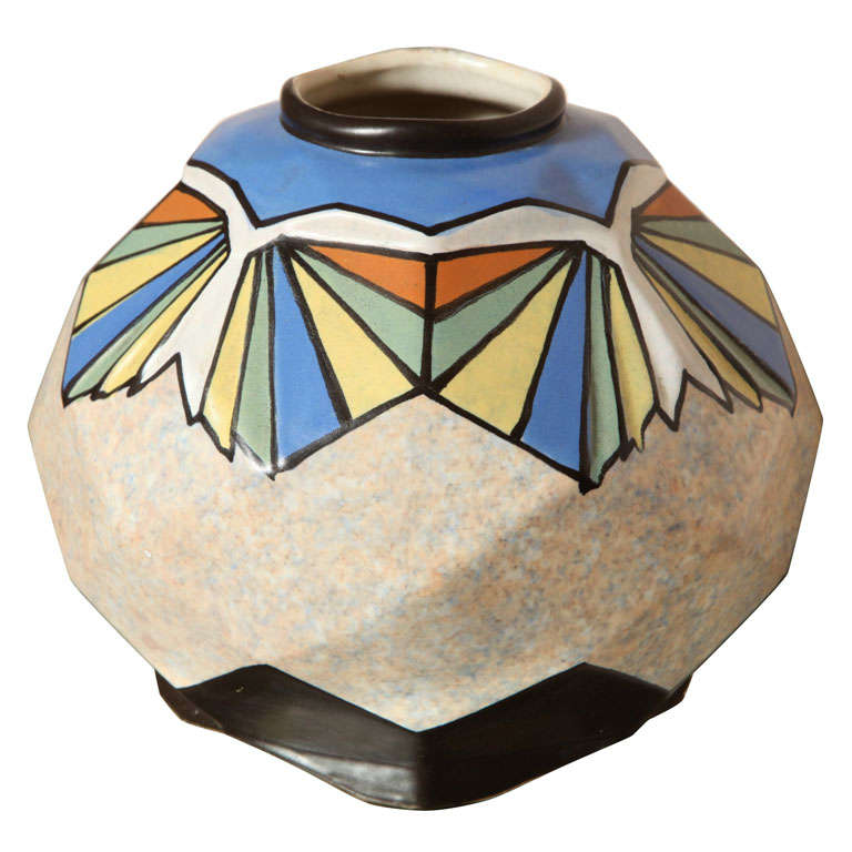 Belgian Art Deco Ceramic Vase by A. Dubois
