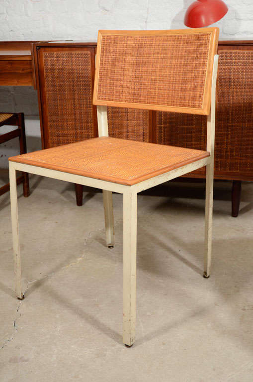 Set of 6 George Nelson angle steel and cane chairs In Excellent Condition In New York, NY