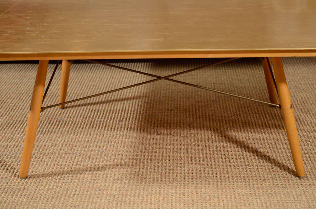 American Eames Anniversary Table with Gold Leaf Top and Maple Frame