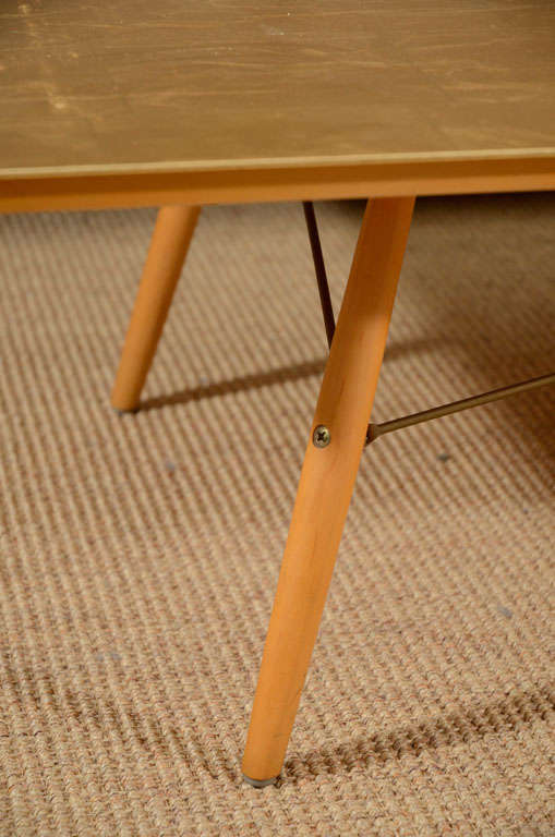 Eames Anniversary Table with Gold Leaf Top and Maple Frame 1