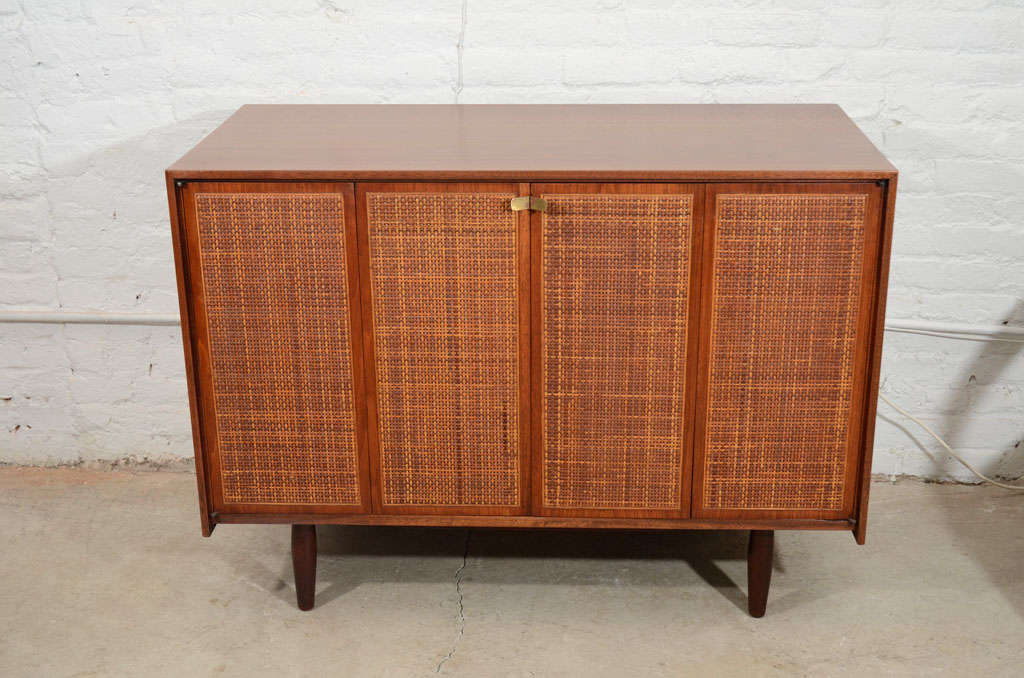 20th Century Hand crafted solid walnut sideboard with caned doors