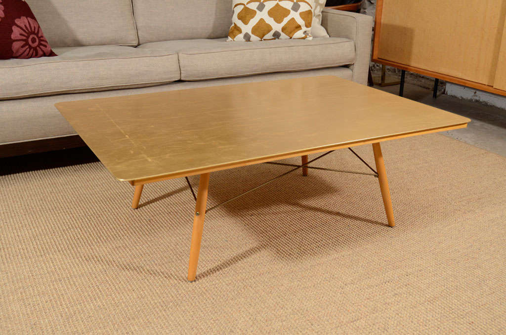 Eames Anniversary Table with Gold Leaf Top and Maple Frame at 1stDibs