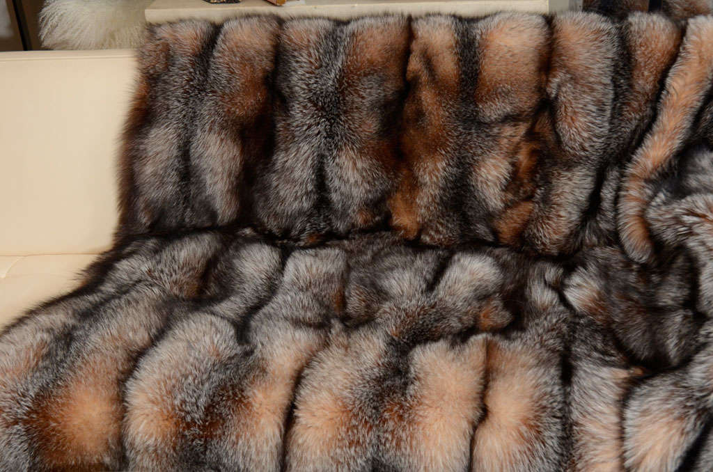 Hand-Crafted Throw, Fox Fur, Full Skins, New Skins, Large Size Fur, Cashmere/wool Backing For Sale