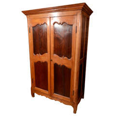 Antique Teak Colonial Armoire with Rosewood Panels