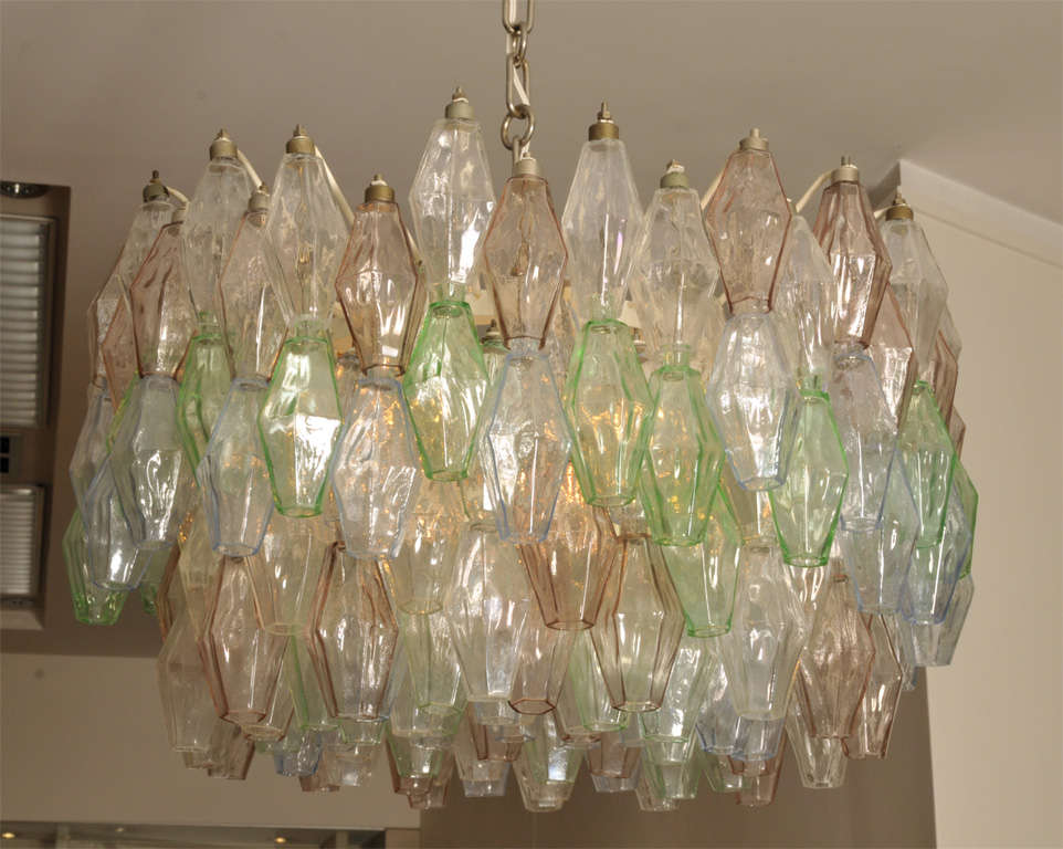 Chandelier or ceiling light designed and executed by Venini, Murano (Italy). 