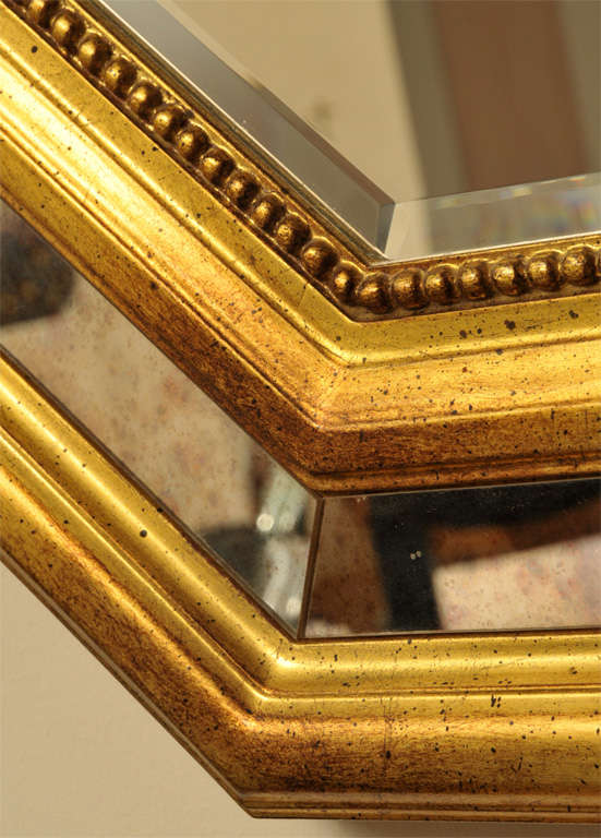 Mid-Century Modern Impressive gilded hexagonal mirror For Sale