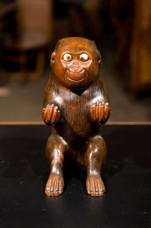 French Carved spill vase in the form of a monkey For Sale