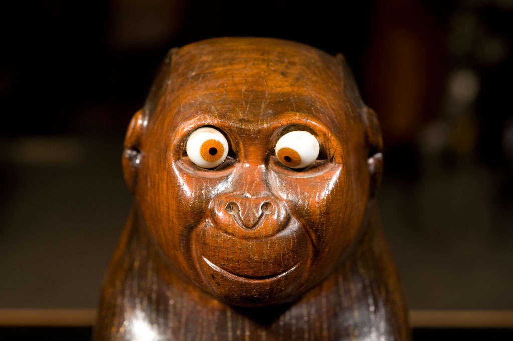 20th Century Carved spill vase in the form of a monkey For Sale