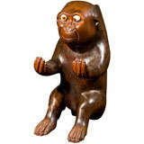 Antique Carved spill vase in the form of a monkey