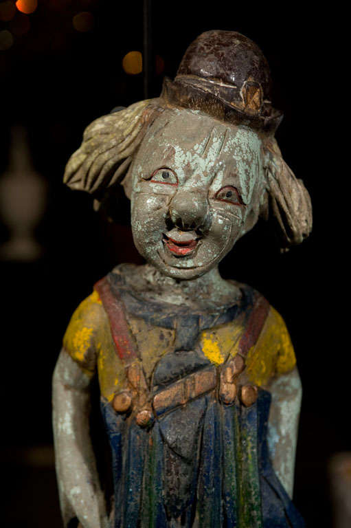 Pr. early 20th century carved carnival clowns For Sale 3