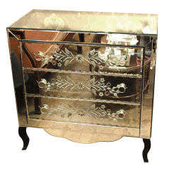 C. 1940 FRENCH MIRRORED 3 DRAWER CHEST