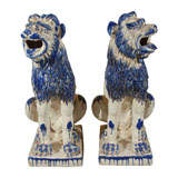 Pair Of Italian Glazed Ceramic Lions