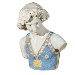 19th Century Majolica Head and Torso of a Boy