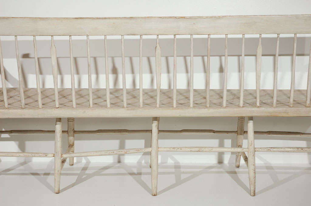 RARE & EARLY 19THC ORIGINAL PAINTED WINDSOR SETTLE/BENCH 5