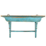 19THC ORIGINAL BLUE  PAINTED SHELF FROM NEW ENGLAND/GREAT PAINT!