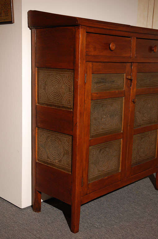 19th Century 19THC PIE CUPBOARD W/PUNCHED TIN PANELS FROM PENNSYLVANIA