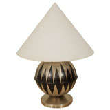 An Art Deco Metal Table Lamp and Shade.