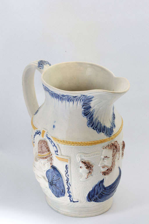 18th Century and Earlier English Pearlware Shakespearean Pitcher For Sale