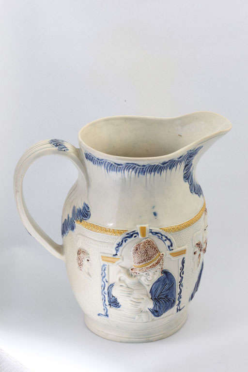 Pottery English Pearlware Shakespearean Pitcher For Sale