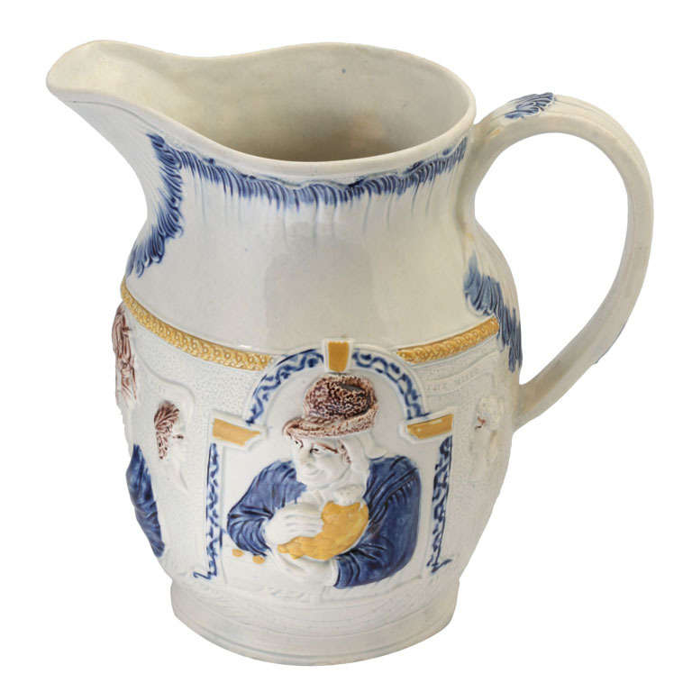 English Pearlware Shakespearean Pitcher For Sale