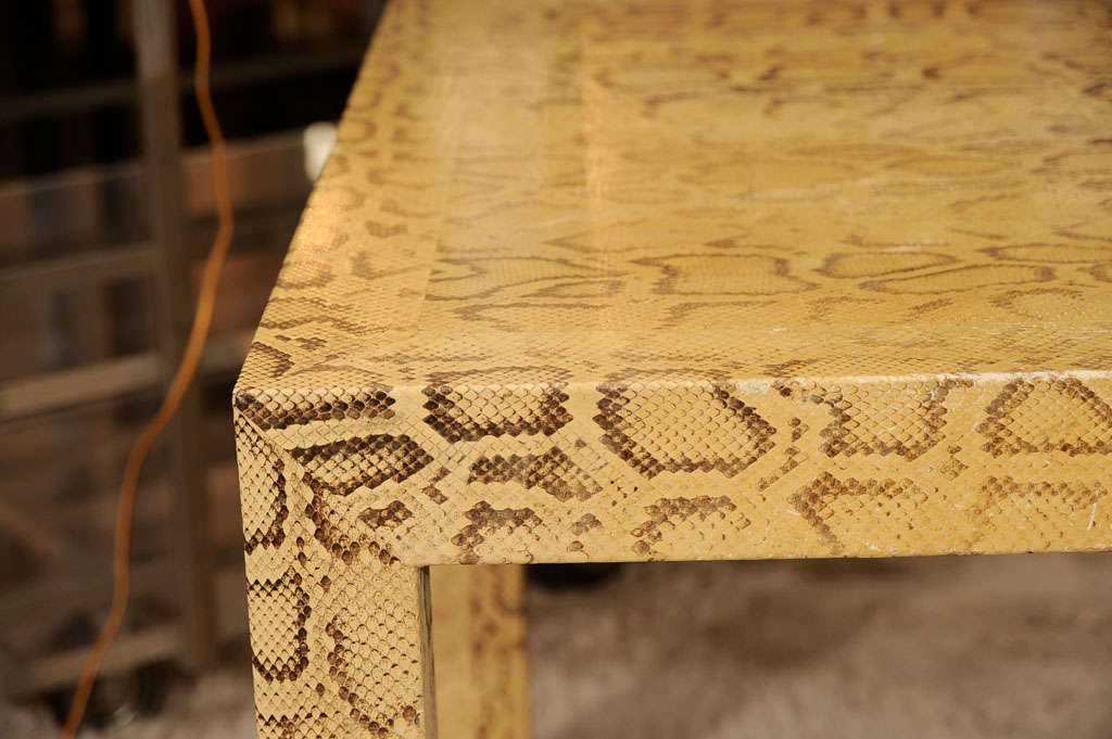 Late 20th Century Yellow Python Parsons Side Table