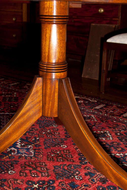 Regency Custom English Walnut Double Pedestal Dining Table For Sale