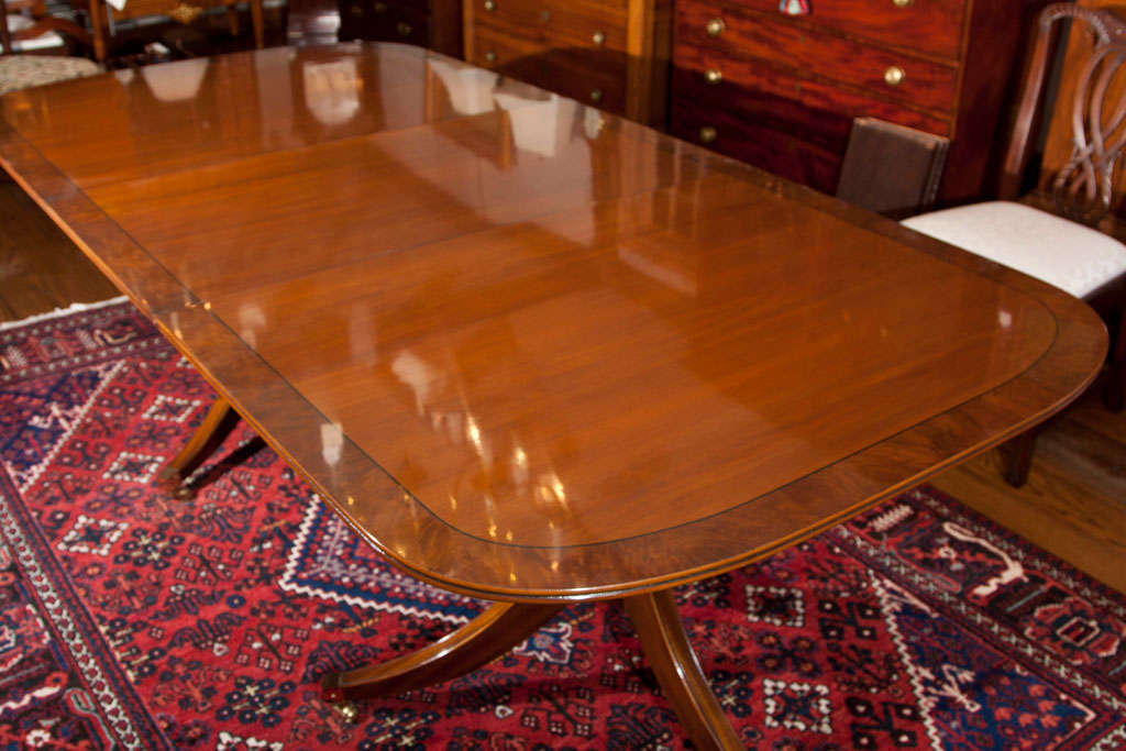Custom English Walnut Double Pedestal Dining Table In New Condition For Sale In Woodbury, CT