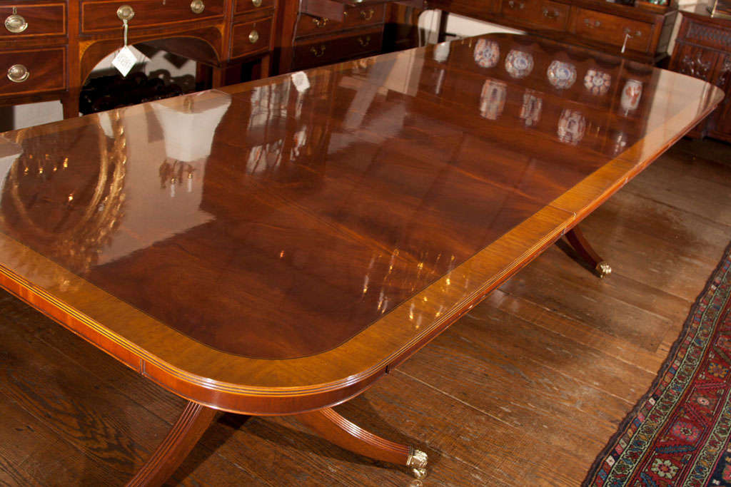 double pedestal mahogany dining table