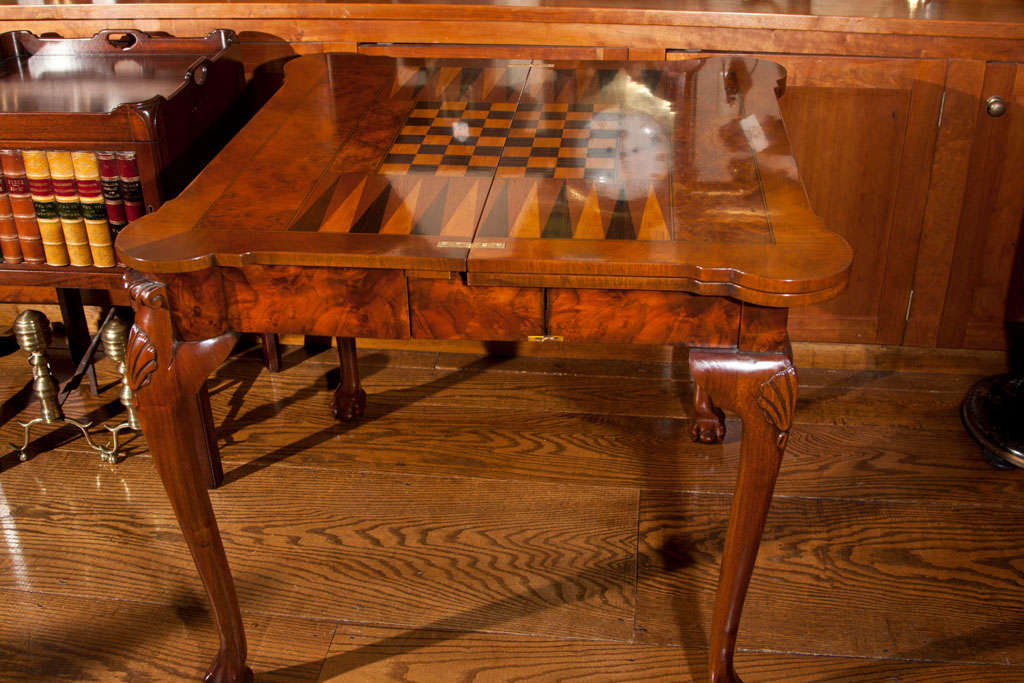 Contemporary Custom English Walnut Double Flip Game Table For Sale