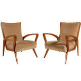 Pair of Danish Pecan Wood Armchairs