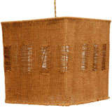 Antique French Woven Burlap Pendant Light